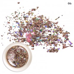 Decor pentru unghii NADP047DD paiete fulgi holografici Bronze cu Reflexii